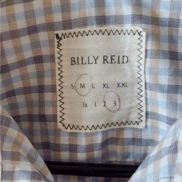 Billy Reid Mens Gingham Cotton Button Down Shirt Long Sleeve Size Medium Fit 3 - Picture 3 of 4